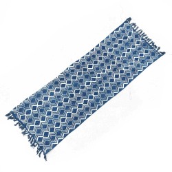 Eskuz egindako Indigo alfonbra - 170x60cm - Heerak eredua - %100 kotoia