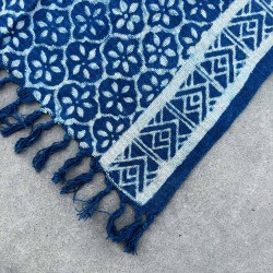 Covor Indigo realizat manual - 170x60cm - Gresie Madjid - 100% bumbac