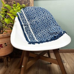 Covor Indigo realizat manual - 170x60cm - Gresie Madjid - 100% bumbac