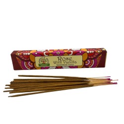 Incenso Namaste Índia Rosa e Baunilha - Agarbathi Indiano Tradicional - Mandala Masala Natural - Feito à mão