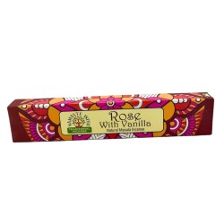 Incenso Namaste Índia Rosa e Baunilha - Agarbathi Indiano Tradicional - Mandala Masala Natural - Feito à mão