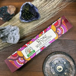 Incenso Namaste Índia Rosa e Baunilha - Agarbathi Indiano Tradicional - Mandala Masala Natural - Feito à mão