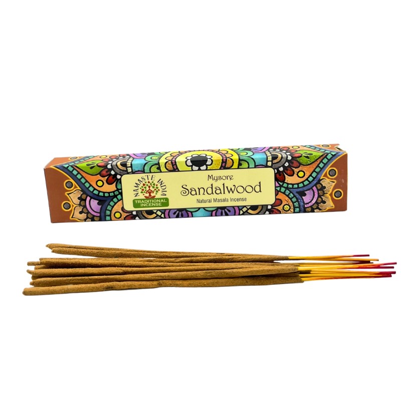 Encens Namaste Mandala Masala - Bois de santal - Agarbathi traditionnel indien - Fait à la main-ENCENS NATUREL NAMASTE INDE-HOSTENATURA