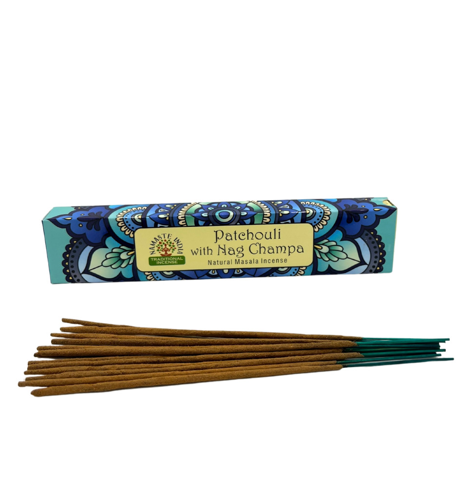 Incienso Namaste Mandala Masala - Pachulí y Nag Champa - Tradicional de India Agarbathi - Hecho a Mano-INCENSO NATURALE NAMASTE INDIA-HOSTENATURA