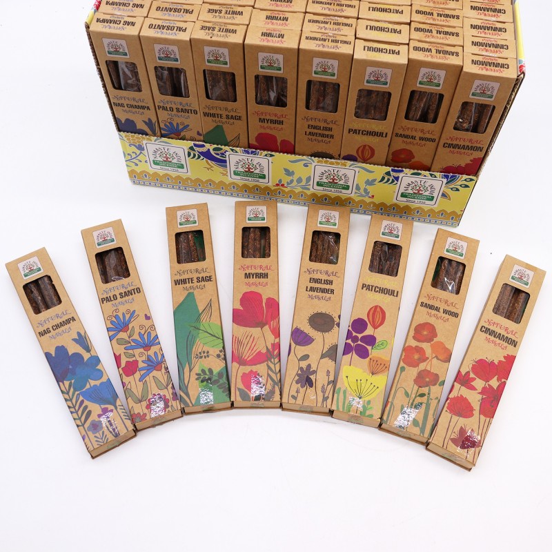 Natural Botanical Incense Kit Masala - Traditional Indian Incense Namaste - 8 assorted boxes-GIFT KIT-HOSTENATURA