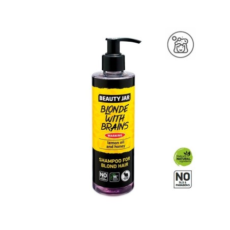 CHAMPÚ NATURAL CABELLOS RUBIOS - BLONDE WITH BRAINS - LIMÓN Y MIEL - BEAUTY JAR - SIN SLS - SIN PARABENOS - DOSIFICADOR - 250ml