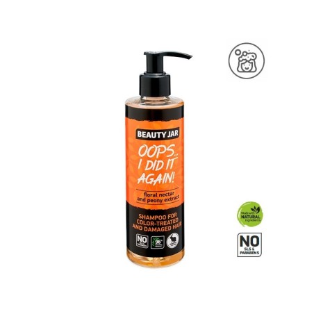 CHAMPÚ NATURAL CABELLOS DAÑADOS Y TEÑIDOS - NECTAR FLORAL Y PEONÍA - BEAUTY JAR - SIN SLS - SIN PARABENOS - DOSIFICADOR - 250ml