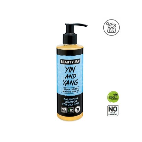 CHAMPÚ NATURAL EQUILIBRANTE CABELLO GRASO - LITSEA Y ÁRBOL DEL TÉ - BEAUTY JAR - SIN SLS - SIN PARABENOS - DOSIFICADOR - 250ml
