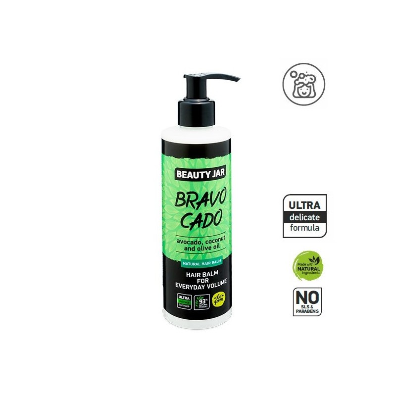 BALSAM DE PĂR VOLUM NATURAL - AVOCAT, COCOS ȘI MĂSLINE - BORCAL DE FRUMUSEȚE - FĂRĂ SLS - FĂRĂ PARABENI - DISPENSER - 250ml-BALSAME DE PĂR-HOSTENATURA