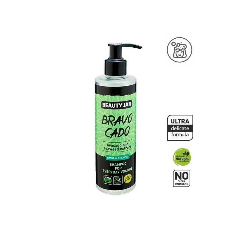 ȘAMPON NATURAL - BRAVOCADO EXTRACT DE AVOCAD ȘI ALGE MARINE - BORCAL DE FRUMUSEȚE - FĂRĂ SLS - FĂRĂ PARABENI - DISPENSER - 250ml-Șampoane naturale-HOSTENATURA