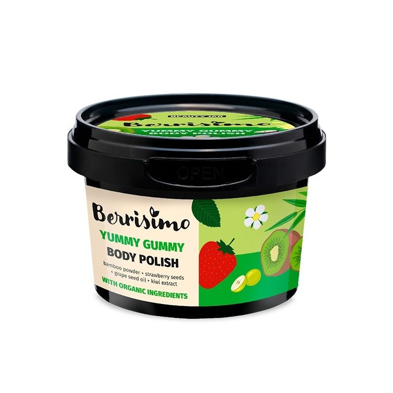 BODY SCRUB - BODY POLISH - AARDBEIEN, KIWI EN DRUIVEN - BERRISIMO - ZONDER SLS - ZONDER SLES - ZONDER PARABENEN - 270gr-LICHAAMSCRUBLES-HOSTENATURA