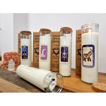 CANDELA MAGICA - AMORE - CON PIETRE PREZIOSE DI QUARZO ROSA E FRAGRANZA DI GELSOMINO