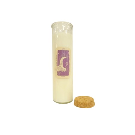 VELA HECHIZO MÁGICO - AMOR -  CON PIEDRAS PRECIOSAS DE CUARZO ROSA Y FRAGANCIA DE JAZMÍN