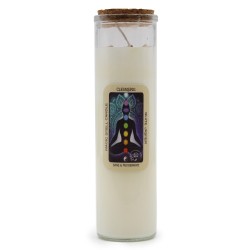 MAGIC SPELL CANDLE - CLEANSING - WITH WHITE JASPER AND SAGE AND MINT GEMSTONES