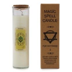 MAGIC SPELL CANDLE - BLISS - WITH GREEN AVENTURINE GEMSTONES AND MOROCCAN ROSE FRAGRANCE