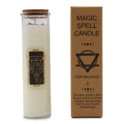 CANDELA MAGICA DELL'INCANTESMO - BALANCE - CON AGATA NERA, DIASPRO BIANCO E PIETRE PREZIOSE YLANG YLANG