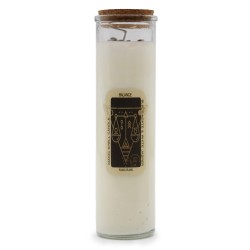 MAGIC SPELL CANDLE - BALANCE - WITH BLACK AGATE GEMSTONES AND WHITE JASPER AND YLANG YLANG