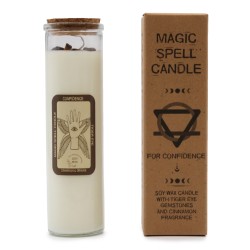 MAGIC SPELL CANDLE - TRUST - WITH TIGER'S EYE GEMSTONES AND CINNAMON