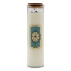 MAGIC SPELL CANDLE - PROTECTION - WITH SODALITE AND DRAGON'S BLOOD GEMSTONES