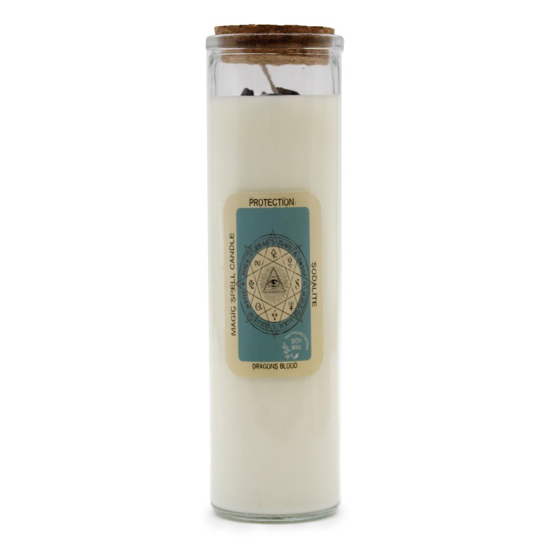 VELA MÁXICA DE FEITO - PROTECCIÓN - CON SODALITA E PEDRAS DE SANGUE DE DRAGÓN-VELAS MÁXICAS-HOSTENATURA