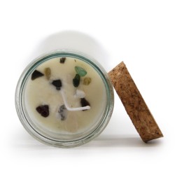 MAGIC SPELL CANDLE - SEDUCTION - WITH MIXED GEMSTONES AND YLANG YLANG AND PATCHOULI