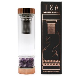 Glass Tea Infusion Bottle - Rose Gold - Amethyst