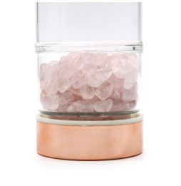 Botella de Cristal para Infusión de Te de Cristal - Oro Rosa - Cuarzo Rosa
