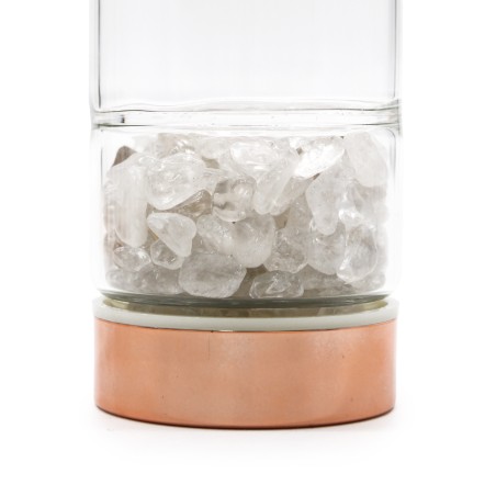 Botella de Cristal para Infusión de Te - Oro Rosa - Cuarzo Roca