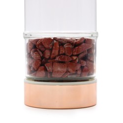 Frasco para Infusão de Chá Cristal - Ouro Rosa - Jaspe Vermelho