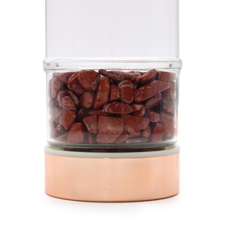 Botella de Cristal para Infusión de Te de Cristal - Oro Rosa - Jaspe Rojo