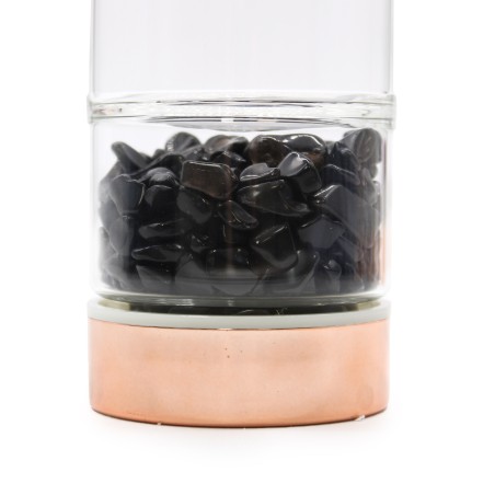 Botella de Cristal para Infusion de Te de Cristal - Oro Rosa - Ónix