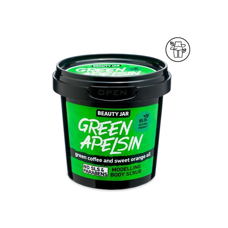 GREEN APELSIN SCRUB CORPO MODELLANTE - CAFFÈ VERDE E ARANCIA - BEAUTY JAR - SENZA SLS - SENZA PARABENI - NATURALE - 200gr-SCRUBOLI DEL CORPO-HOSTENATURA