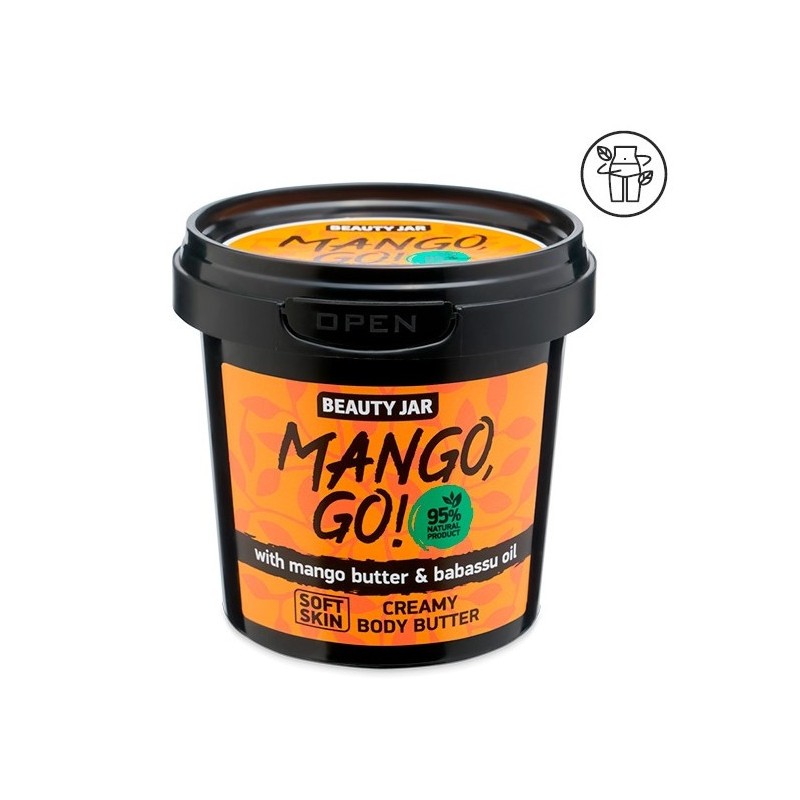 BURRO CORPO MANGO, GO CREAMY - MANGO E BABASSU - BEAUTY JAR - SENZA SLS - SENZA PARABENI - NATURALE - 135gr-BURRO PER IL CORPO-HOSTENATURA