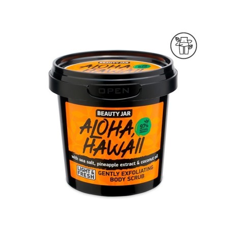 EXFOLIANTE CORPORAL SUAVE ALOHA HAWAII - SAL, PIÑA Y COCO - BEAUTY JAR - SIN SLS - SIN PARABENOS - NATURAL - 200gr