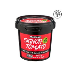 SIGNOR TOMATO GOMMAGE RAFRAÎCHISSANT POUR LE CORPS - SEL, TOMATE ET BASILIC - POT DE BEAUTÉ - SANS SLS - SANS PARABEN - NATUREL 