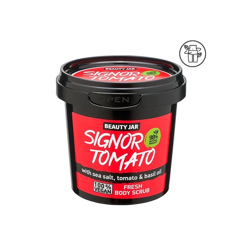 SIGNOR TOMATO GOMMAGE RAFRAÎCHISSANT POUR LE CORPS - SEL, TOMATE ET BASILIC - POT DE BEAUTÉ - SANS SLS - SANS PARABEN - NATUREL -GOMMAGES CORPS-HOSTENATURA