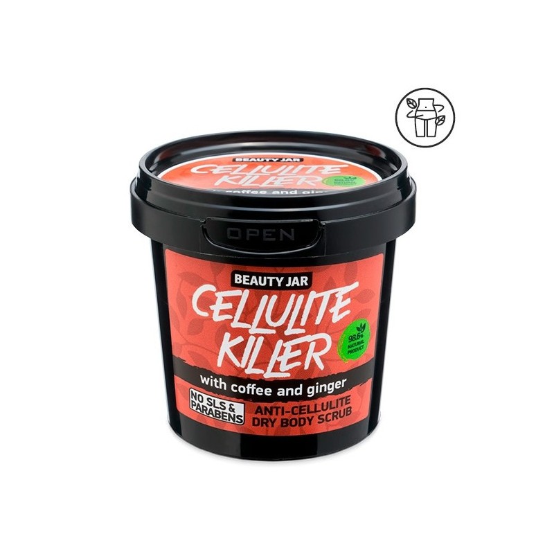 CELLULITE KILLER ANTI-CELLULITE DRY BODY SCRUB - COFFEE AND GINGER - BEAUTY JAR - SLS AND PARABEN-FREE - NATURAL - 150gr-BODY SCRUB-HOSTENATURA