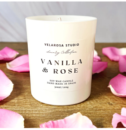 Vela artesanal aromática de soja en lata de "Vainilla & Rosa" - Velarosa Estudio - 300ml