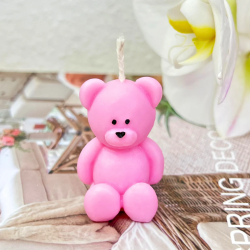 Handmade Soy Wax Candle - Teddy Bear - Pink - Odorless - Velarosa Estudio - 15gr