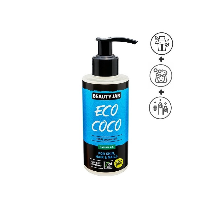 100% ECO COCONUT COCONUT OIL - BEAUTY JAR - SLS FREE - PARABEN FREE - NATURAL - 150ml-BODY OILS-HOSTENATURA