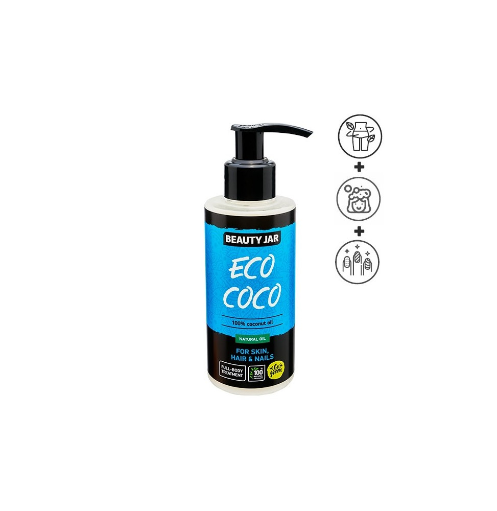 ACEITE DE COCO 100% ECO COCO - BEAUTY JAR - SIN SLS - SIN PARABENOS - NATURAL - 150ml