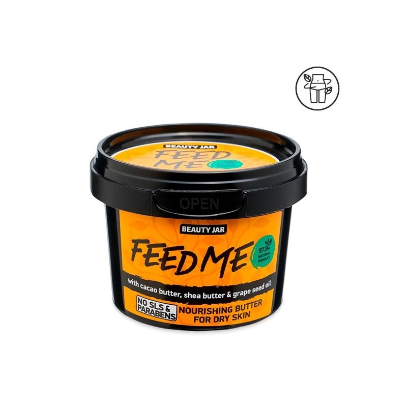 FEED ME BURRO CORPO NUTRIENTE - CACAO E UVA - BEAUTY JAR - SENZA SLS - SENZA PARABENI - NATURALE - 90gr-BURRO PER IL CORPO-HOSTENATURA