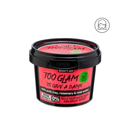 MASCARILLA FACIAL DE GELATINA ANTIEDAD TOO GLAM TO GIVE A DAMN - ARCILLA ROSA Y ROMERO - BEAUTY JAR