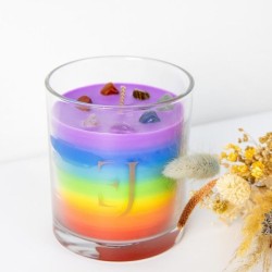 Artisan 7 chakra candle "Feel Good" - Exclujess - Meditation candle with precious stones - Moroccan Amber and Patchouli- 300gr