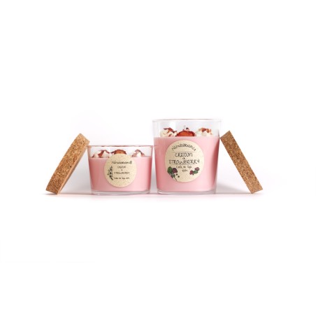 Vela Cera de Soja Cream & Strawberry - Crema y Fresa - Artesana - NaturalDreams8 - Hecho a Mano - 270ml