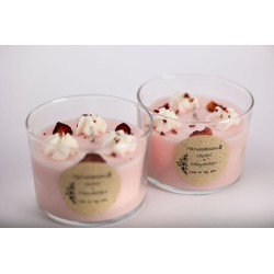 Candela di cera di soia panna e fragola - Crema e fragola - Artigianale - NaturalDreams8 - Fatta a mano - 270ml