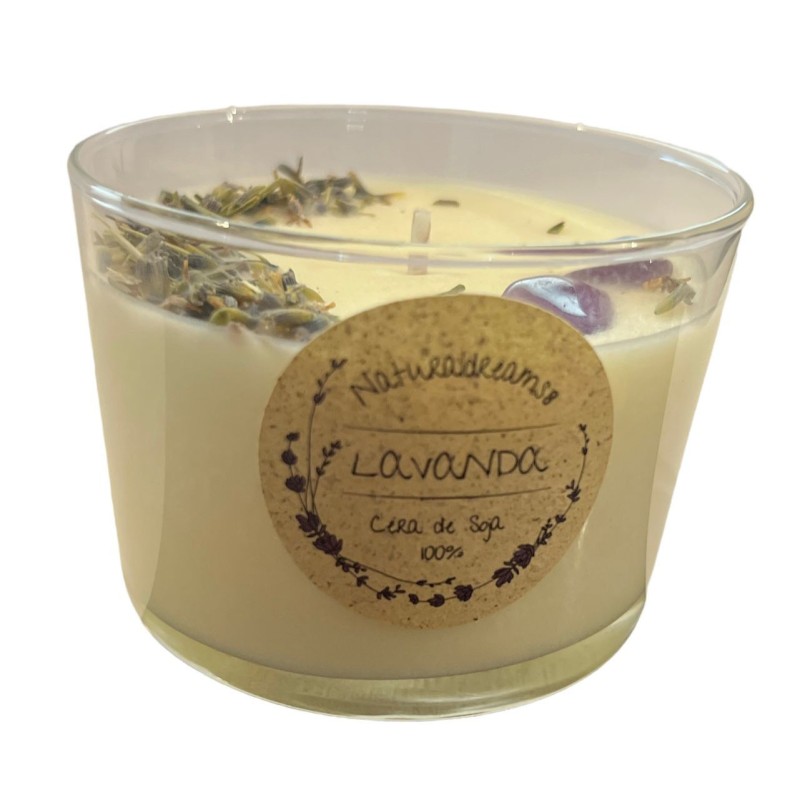 Candela in cera di soia alla lavanda - Artigianale - NaturalDreams8 - Fatta a mano - 270 ml-NATURALDREAMS8 CANDELE ARTIGIANALI-HOSTENATURA