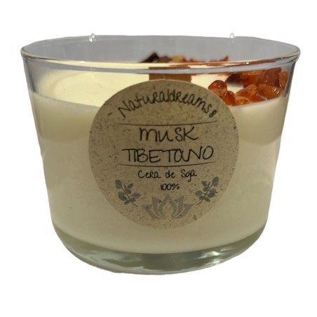 Vela Cera de Soja Musk Tibetano - Almizcle Tibetano - Artesana - NaturalDreams8 - Hecho a Mano - 270ml