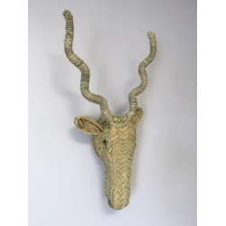 ANTELOPE HEAD IN PALM LEAVES - WICKER - ESPARTO GRASS - 65x32cm