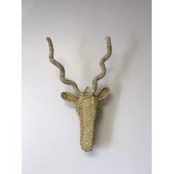 TESTA DI ANTILOPE IN FOGLIE DI PALMA - VIMINI - ESPARTO - 65x32cm